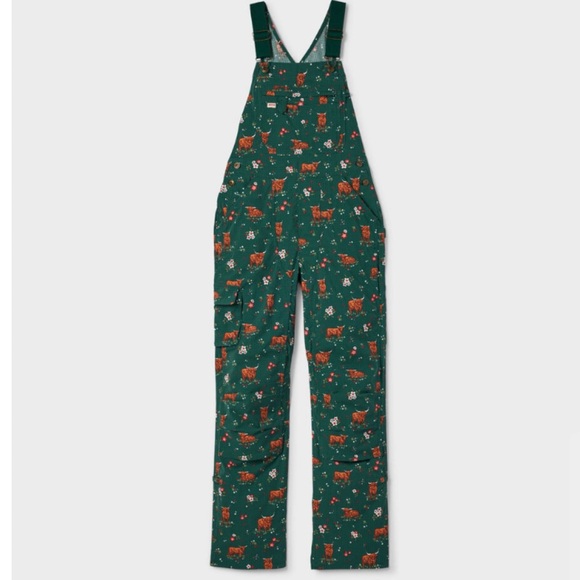 Duluth Trading Co Pants - NWT Duluth Small Heirloom Gardening Bib Overalls Green Highland Cow Smallx33